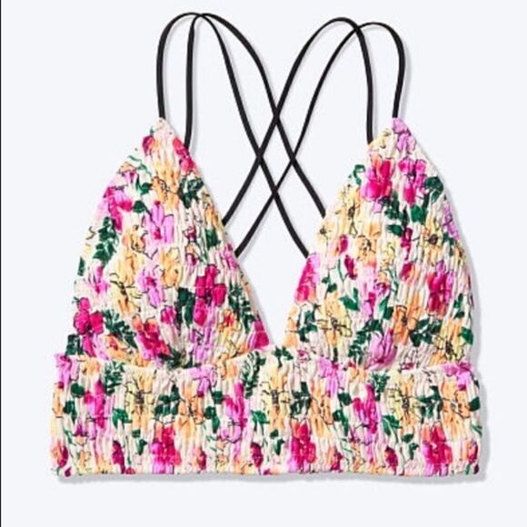 NWT PINK Victoria’s Secret Smocked Triangle Bra - Picture 1 of 5